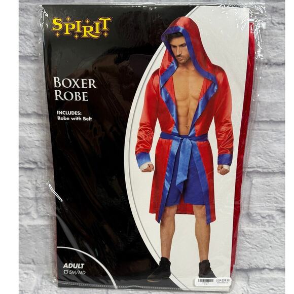 Spirit Halloween Mens Boxer Robe Size S/M Red Blue Satin Shiny New Costume - Picture 1 of 4